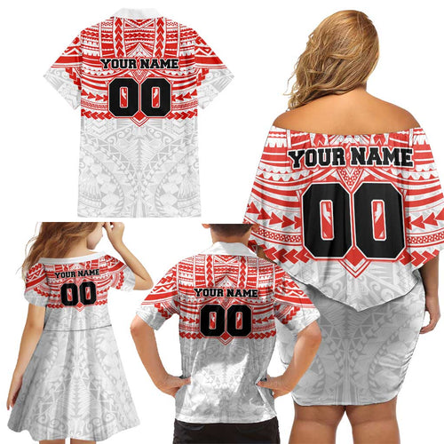 Personalized Sydney Swans Family Matching Off Shoulder Short Dress and Hawaiian Shirt Polynesian Tribal Pattern Heritage Football