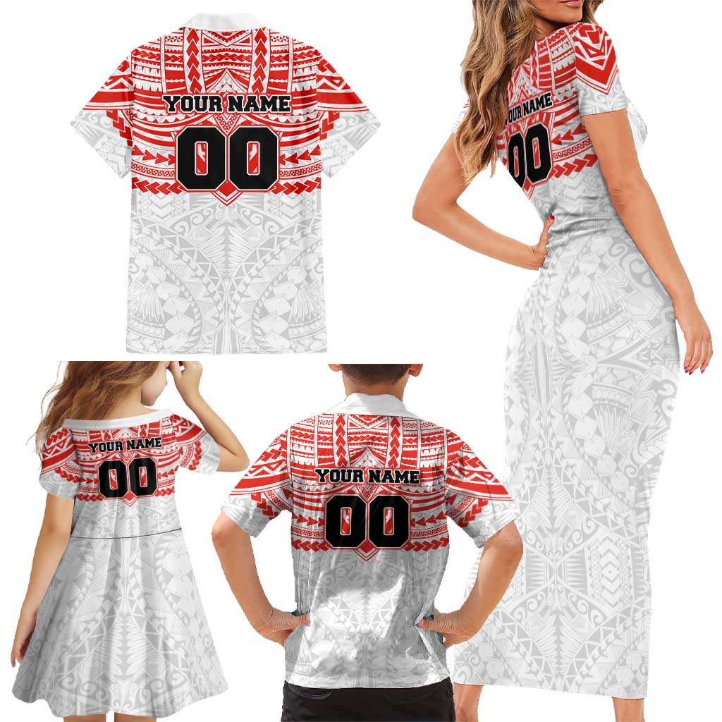 Personalized Sydney Swans Family Matching Short Sleeve Bodycon Dress and Hawaiian Shirt Polynesian Tribal Pattern Heritage Football