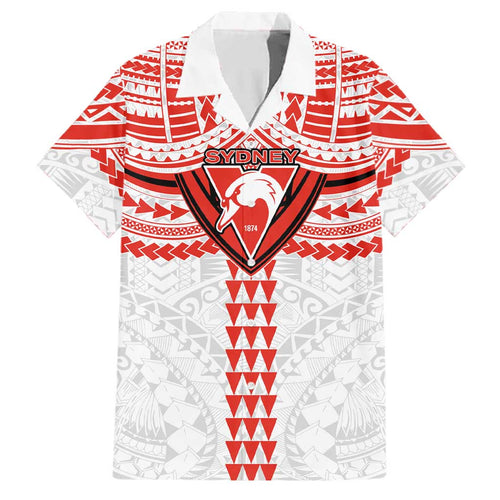 Personalized Sydney Swans Family Matching Summer Maxi Dress and Hawaiian Shirt Polynesian Tribal Pattern Heritage Football