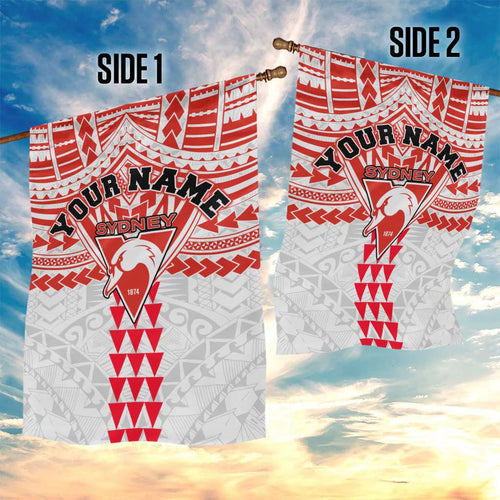 Personalized Sydney Swans Garden Flag Polynesian Tribal Pattern Heritage Football