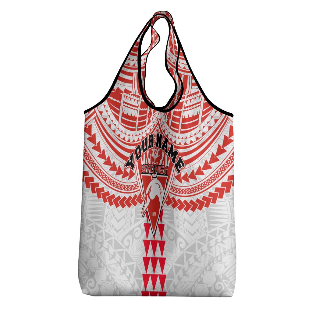 Personalized Sydney Swans Grocery Bag Polynesian Tribal Pattern Heritage Football