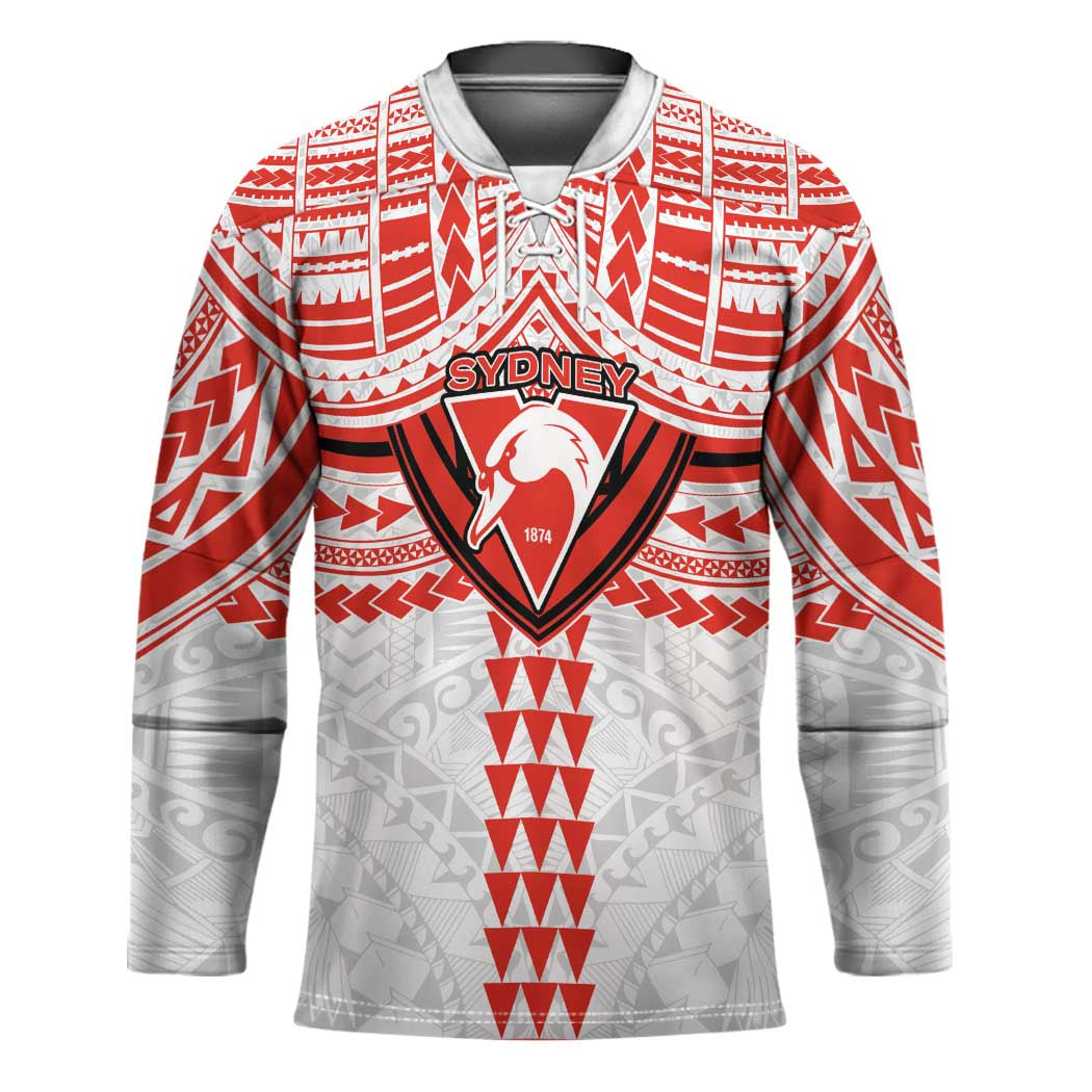 Personalized Sydney Swans Hockey Jersey Polynesian Tribal Pattern Heritage Football
