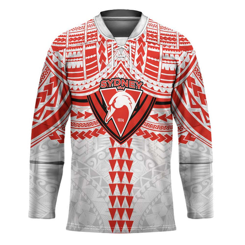 Personalized Sydney Swans Hockey Jersey Polynesian Tribal Pattern Heritage Football