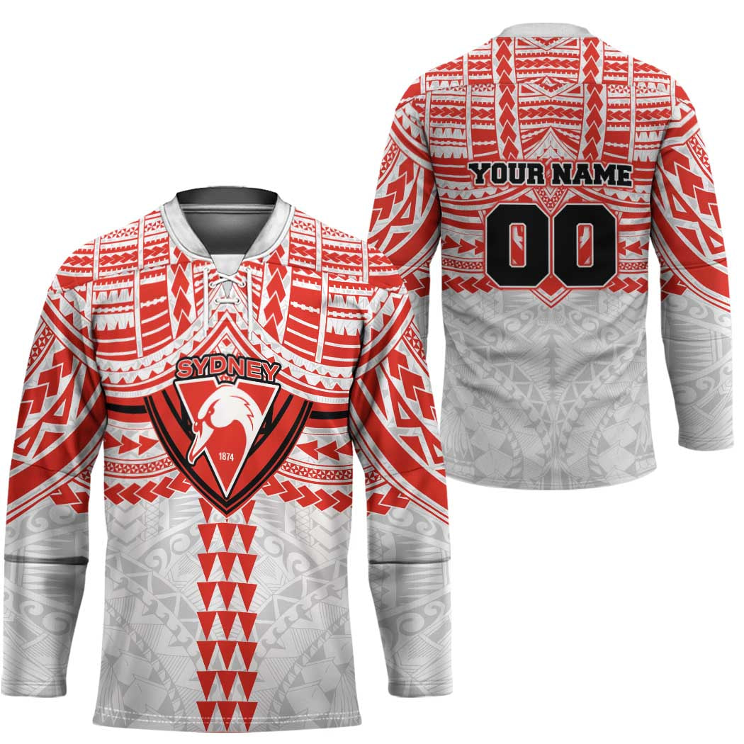 Personalized Sydney Swans Hockey Jersey Polynesian Tribal Pattern Heritage Football