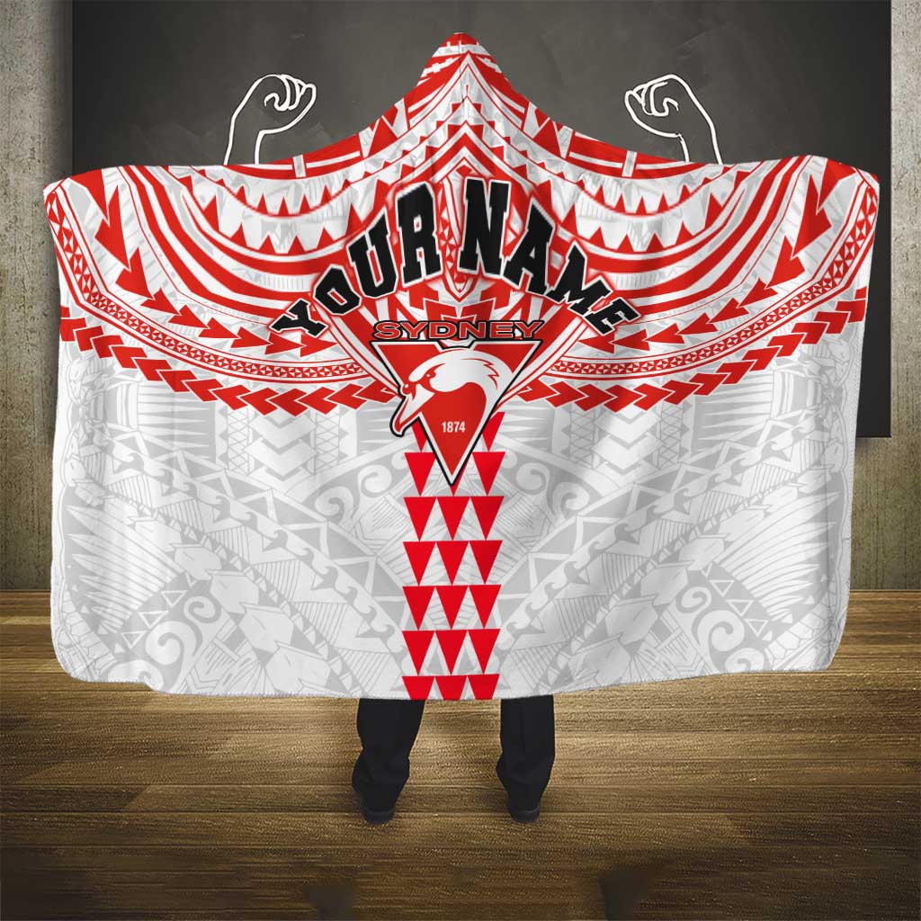 Personalized Sydney Swans Hooded Blanket Polynesian Tribal Pattern Heritage Football