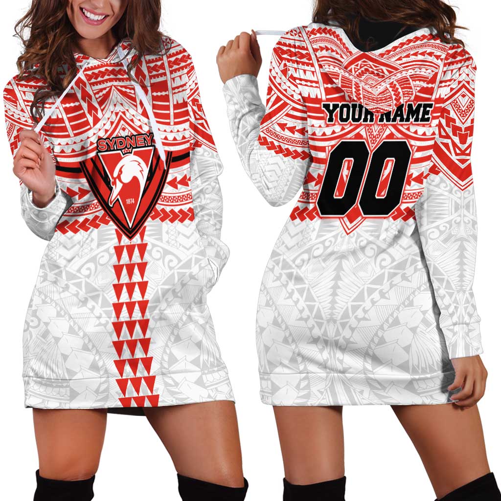 Personalized Sydney Swans Hoodie Dress Polynesian Tribal Pattern Heritage Football