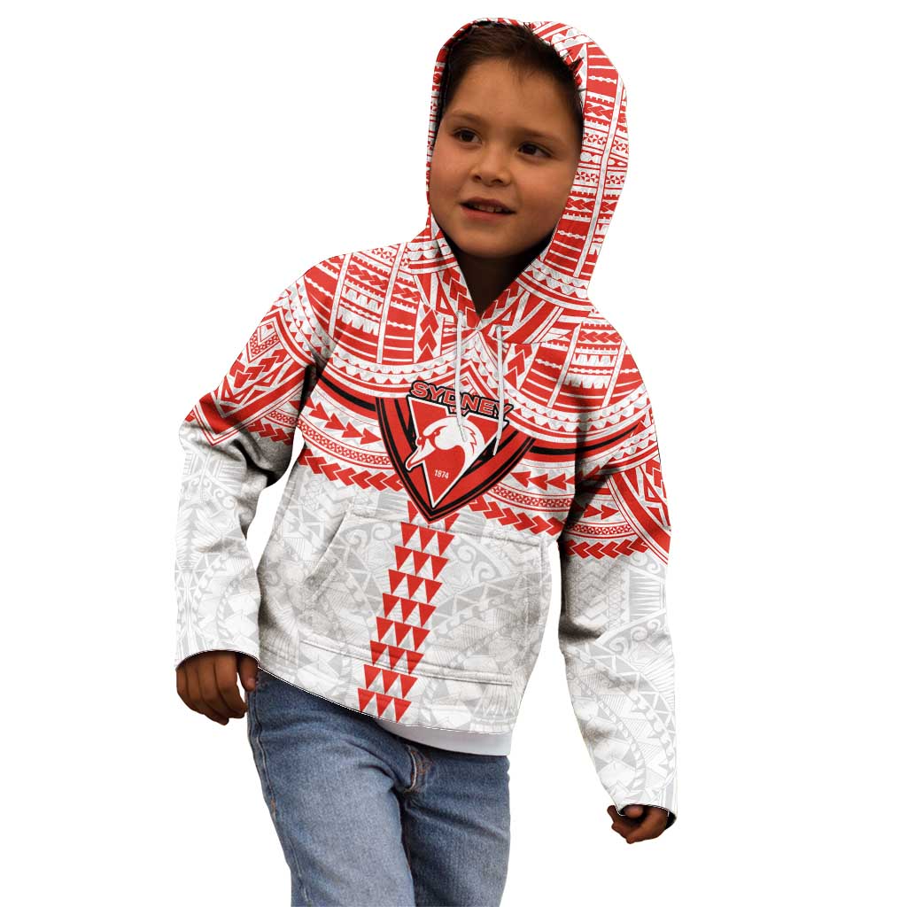 Personalized Sydney Swans Kid Hoodie Polynesian Tribal Pattern Heritage Football