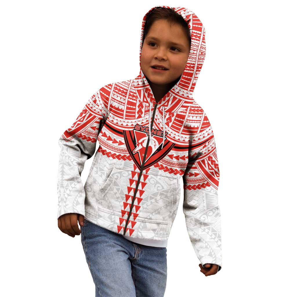 Personalized Sydney Swans Kid Hoodie Polynesian Tribal Pattern Heritage Football