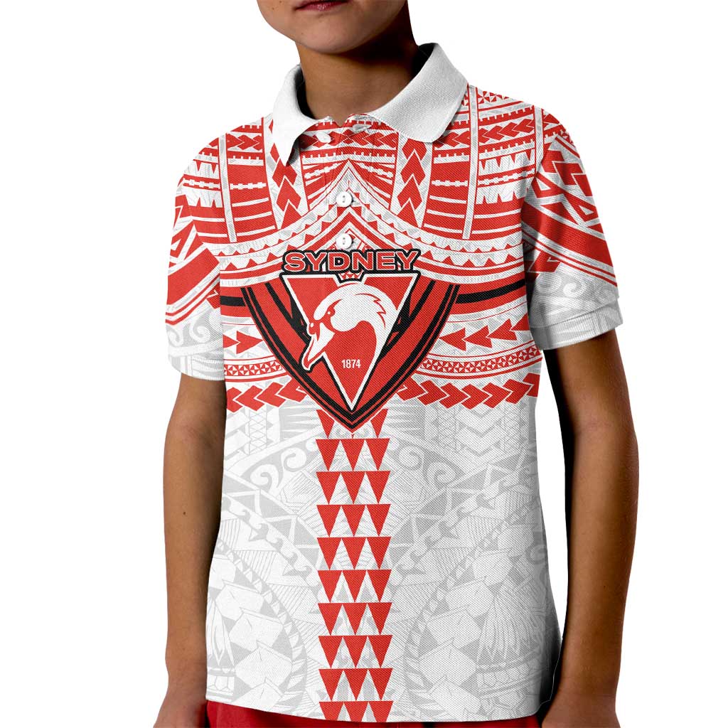 Personalized Sydney Swans Kid Polo Shirt Polynesian Tribal Pattern Heritage Football