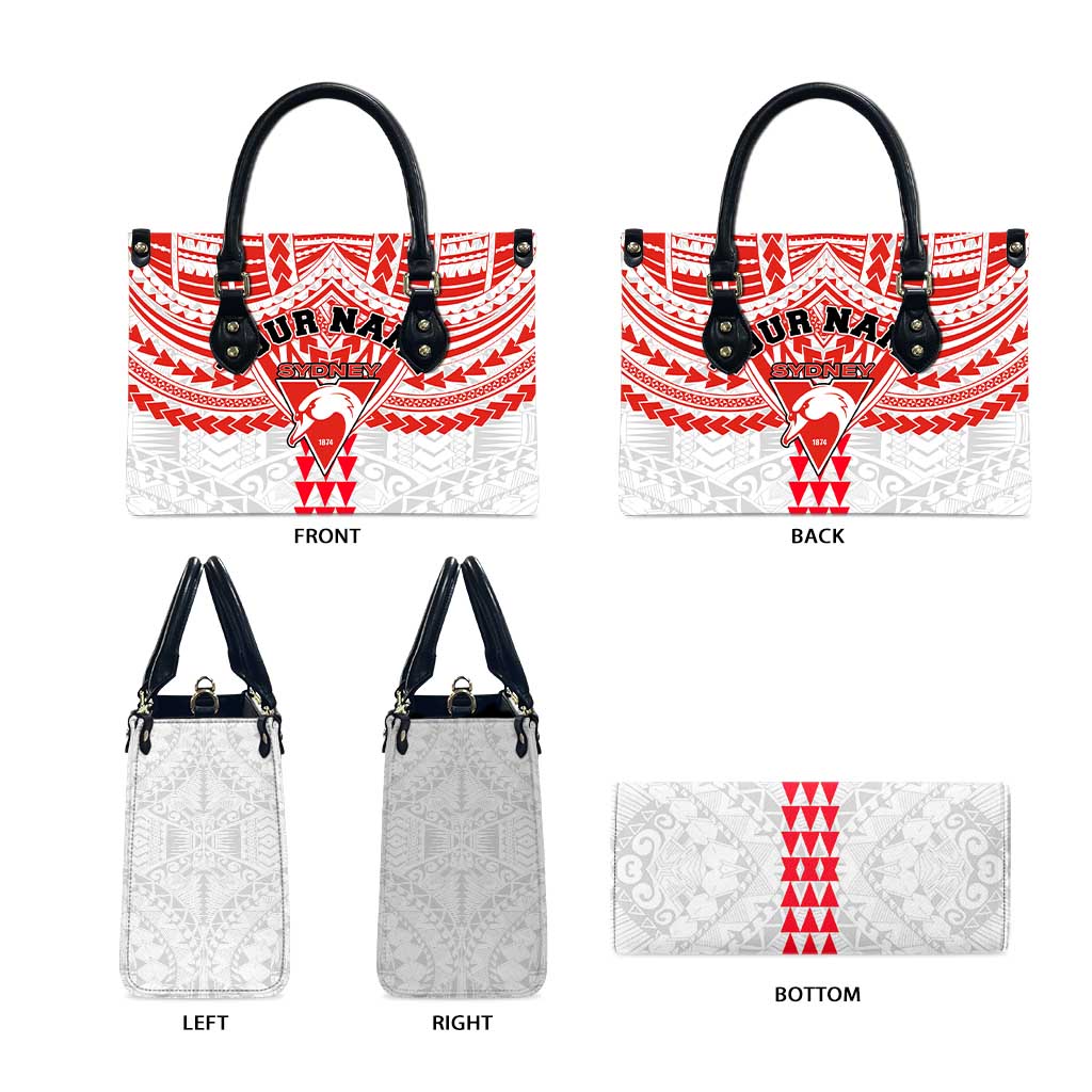 Personalized Sydney Swans Leather Bag Polynesian Tribal Pattern Heritage Football