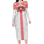 Personalized Sydney Swans Long Sleeve Bodycon Dress Polynesian Tribal Pattern Heritage Football