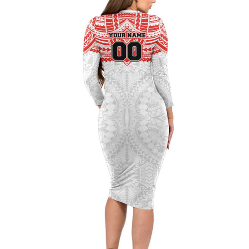 Personalized Sydney Swans Long Sleeve Bodycon Dress Polynesian Tribal Pattern Heritage Football