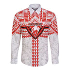 Personalized Sydney Swans Long Sleeve Button Shirt Polynesian Tribal Pattern Heritage Football