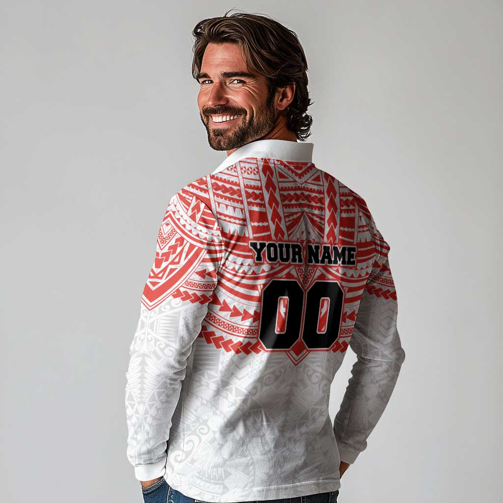 Personalized Sydney Swans Long Sleeve Polo Shirt Polynesian Tribal Pattern Heritage Football
