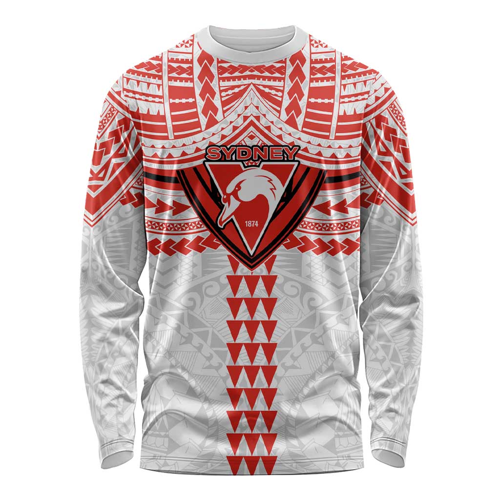 Personalized Sydney Swans Long Sleeve Shirt Polynesian Tribal Pattern Heritage Football