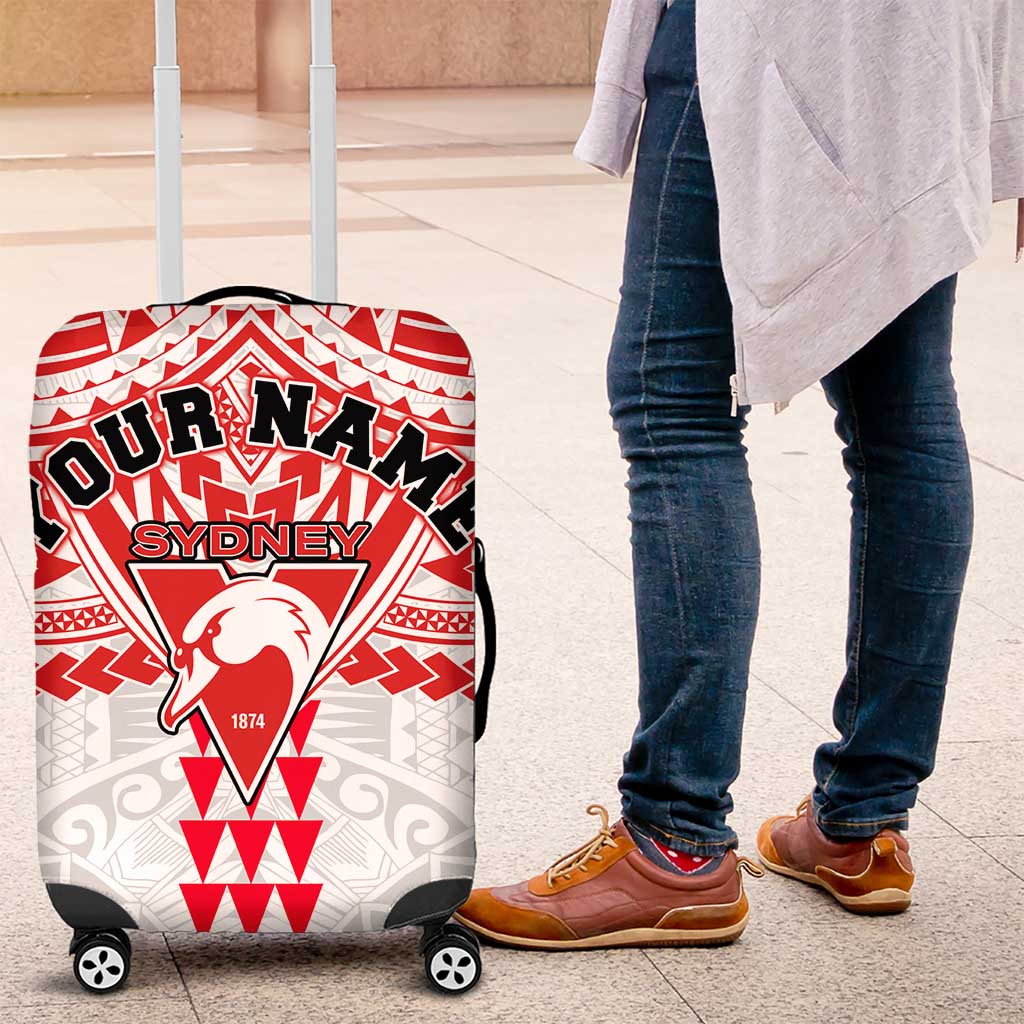 Personalized Sydney Swans Luggage Cover Polynesian Tribal Pattern Heritage Football