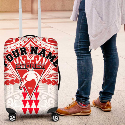 Personalized Sydney Swans Luggage Cover Polynesian Tribal Pattern Heritage Football