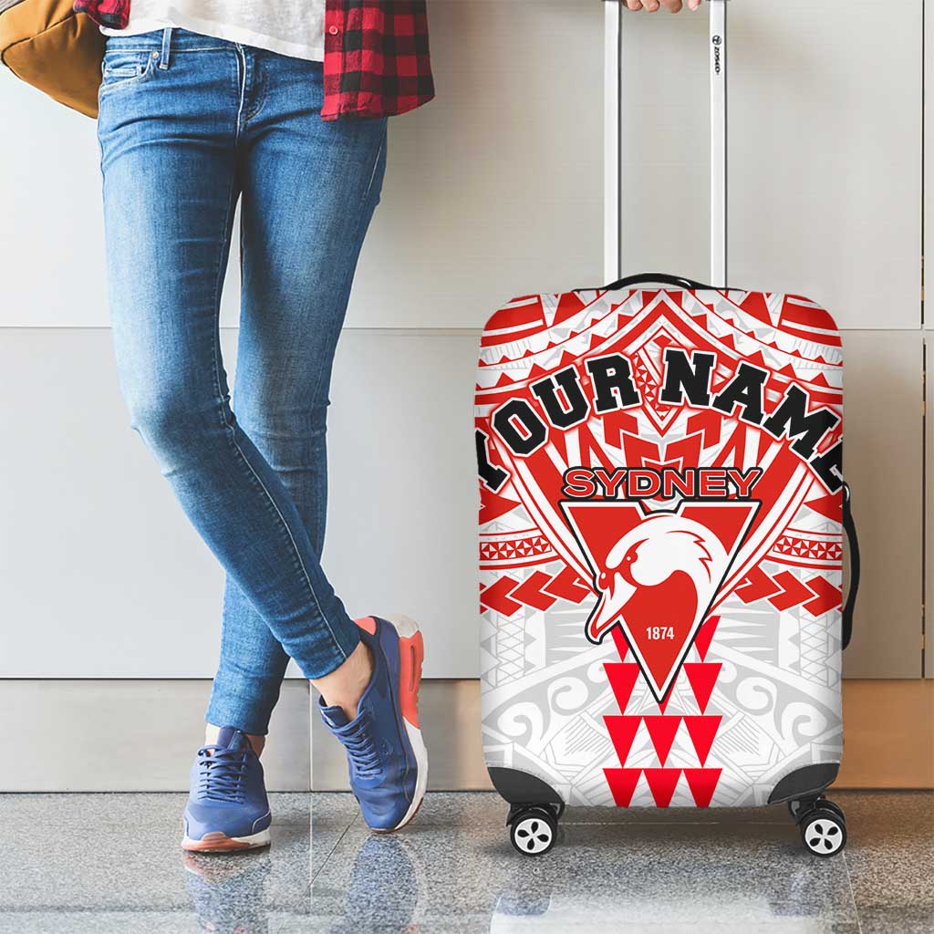 Personalized Sydney Swans Luggage Cover Polynesian Tribal Pattern Heritage Football