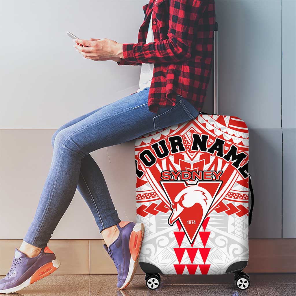 Personalized Sydney Swans Luggage Cover Polynesian Tribal Pattern Heritage Football