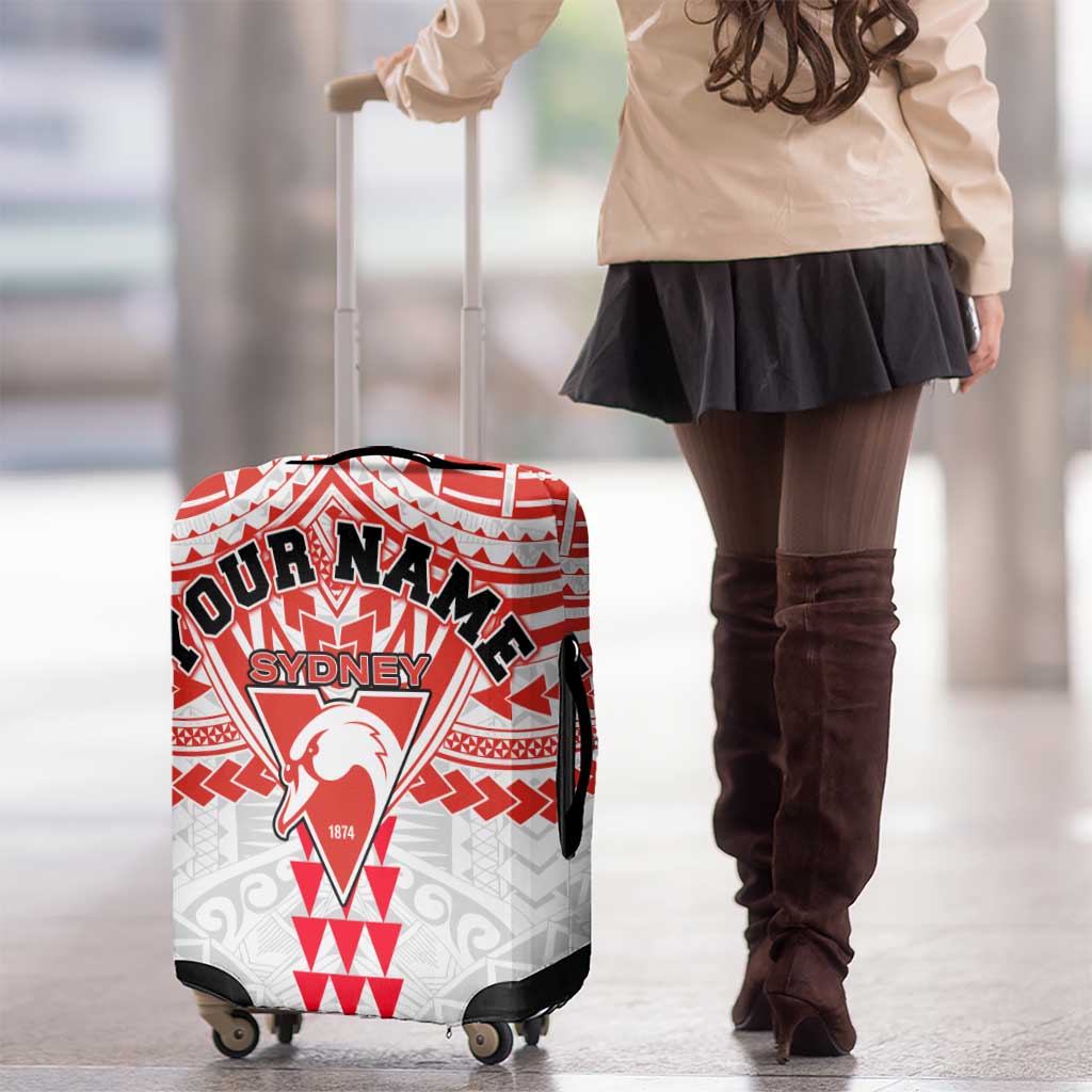 Personalized Sydney Swans Luggage Cover Polynesian Tribal Pattern Heritage Football