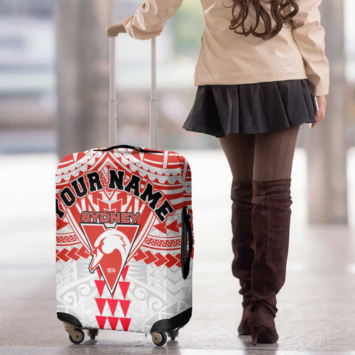 Personalized Sydney Swans Luggage Cover Polynesian Tribal Pattern Heritage Football