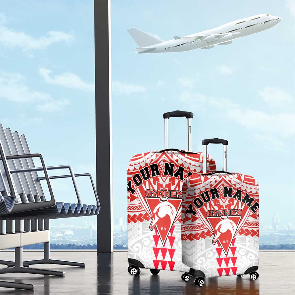 Personalized Sydney Swans Luggage Cover Polynesian Tribal Pattern Heritage Football