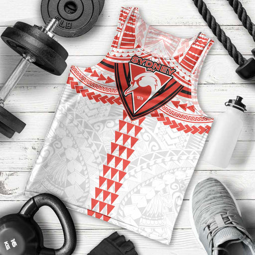 Personalized Sydney Swans Men Tank Top Polynesian Tribal Pattern Heritage Football