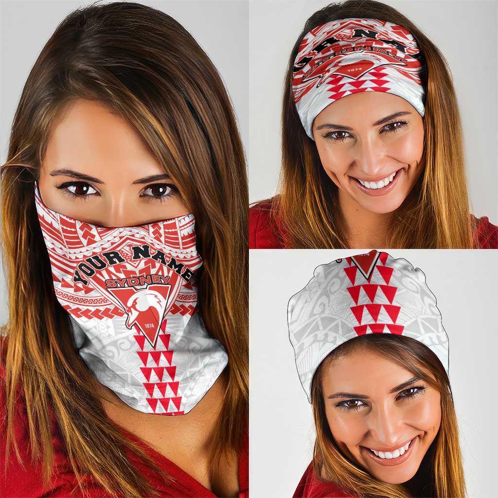 Personalized Sydney Swans Neck Gaiter Polynesian Tribal Pattern Heritage Football