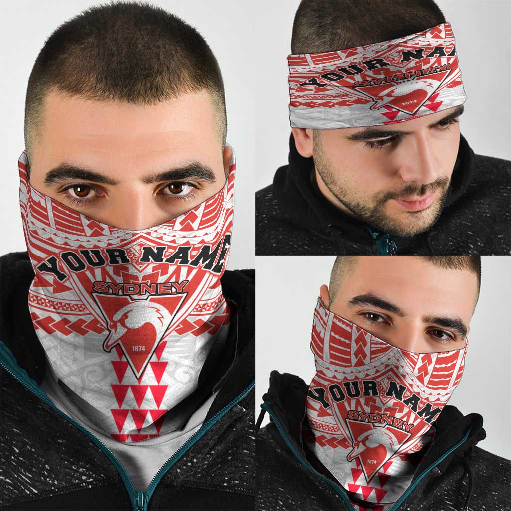 Personalized Sydney Swans Neck Gaiter Polynesian Tribal Pattern Heritage Football