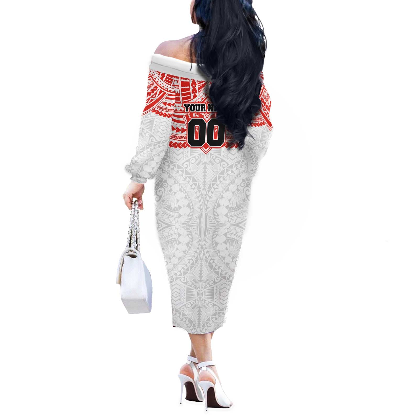 Personalized Sydney Swans Off The Shoulder Long Sleeve Dress Polynesian Tribal Pattern Heritage Football