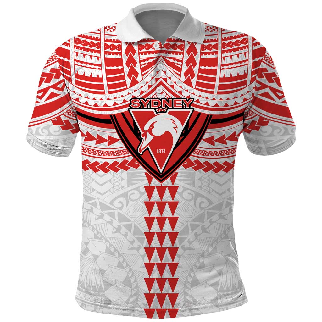 Personalized Sydney Swans Polo Shirt Polynesian Tribal Pattern Heritage Football