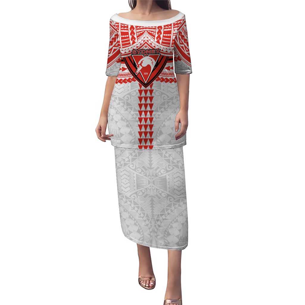 Personalized Sydney Swans Puletasi Polynesian Tribal Pattern Heritage Football