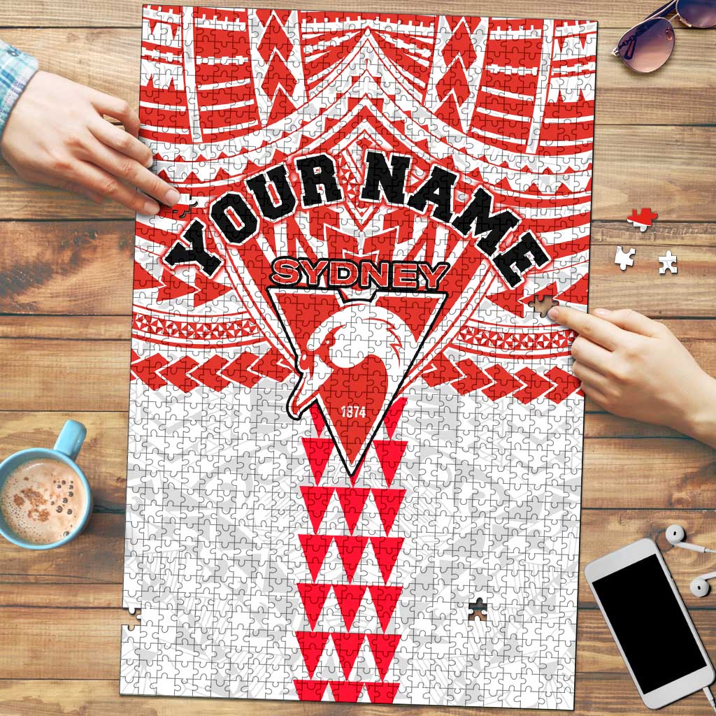 Personalized Sydney Swans Puzzle Polynesian Tribal Pattern Heritage Football