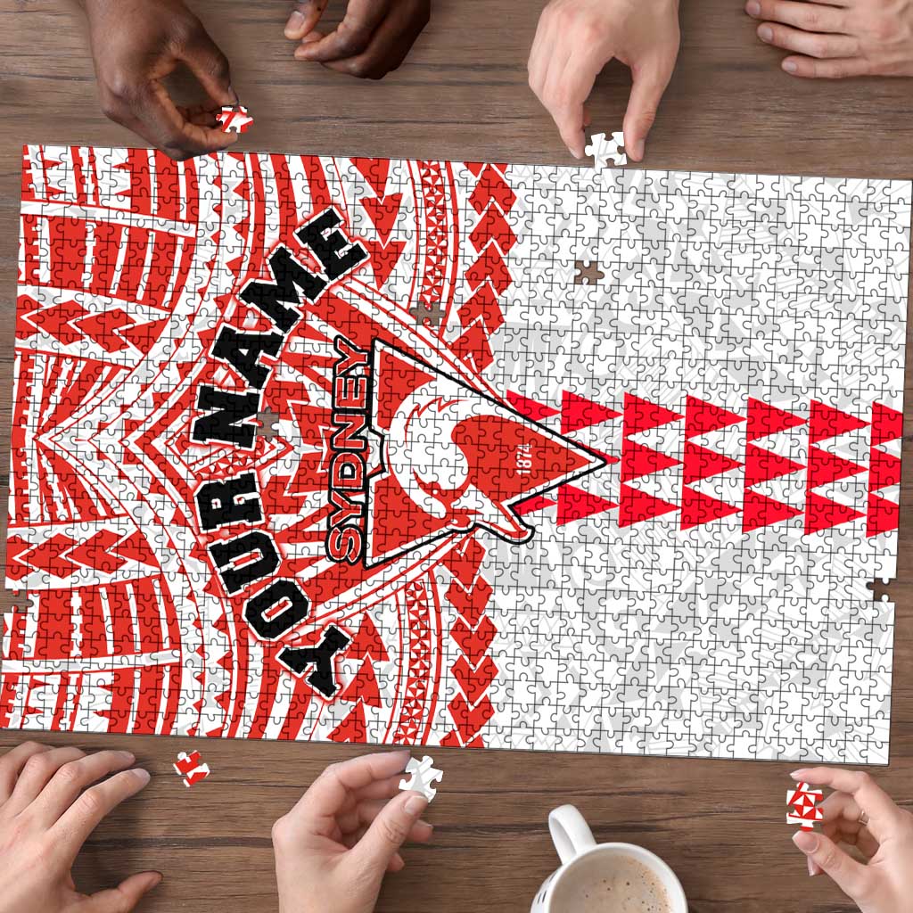 Personalized Sydney Swans Puzzle Polynesian Tribal Pattern Heritage Football