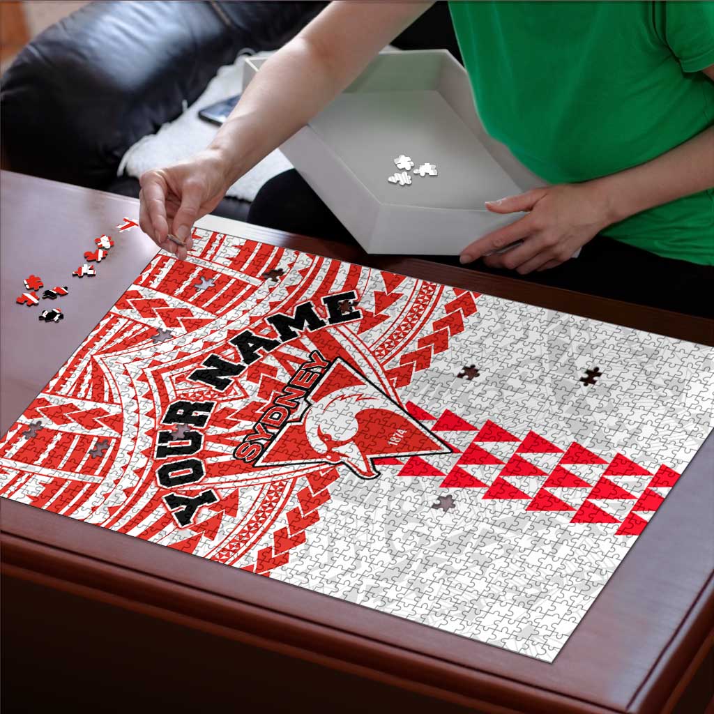 Personalized Sydney Swans Puzzle Polynesian Tribal Pattern Heritage Football