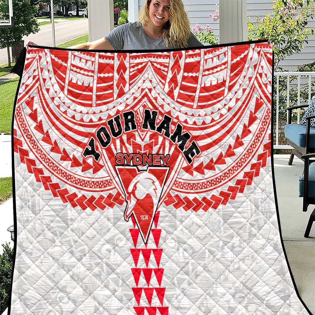 Personalized Sydney Swans Quilt Polynesian Tribal Pattern Heritage Football
