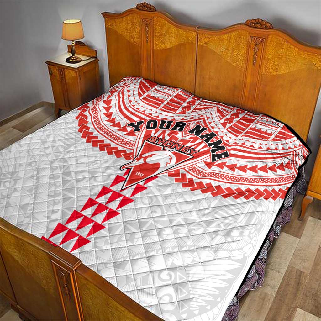 Personalized Sydney Swans Quilt Polynesian Tribal Pattern Heritage Football