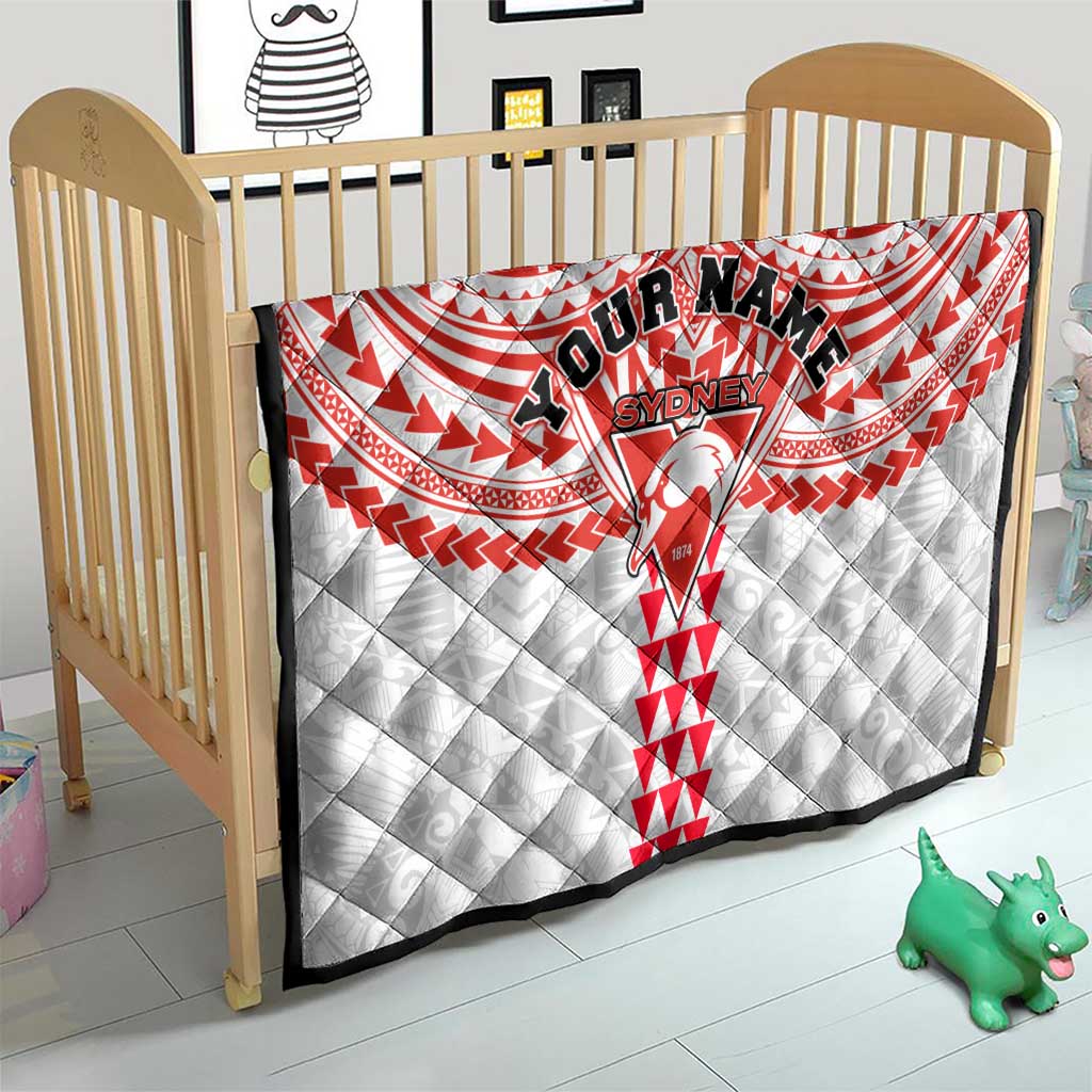 Personalized Sydney Swans Quilt Polynesian Tribal Pattern Heritage Football