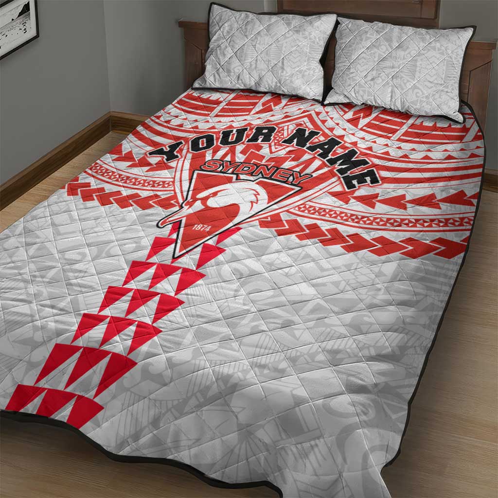 Personalized Sydney Swans Quilt Bed Set Polynesian Tribal Pattern Heritage Football