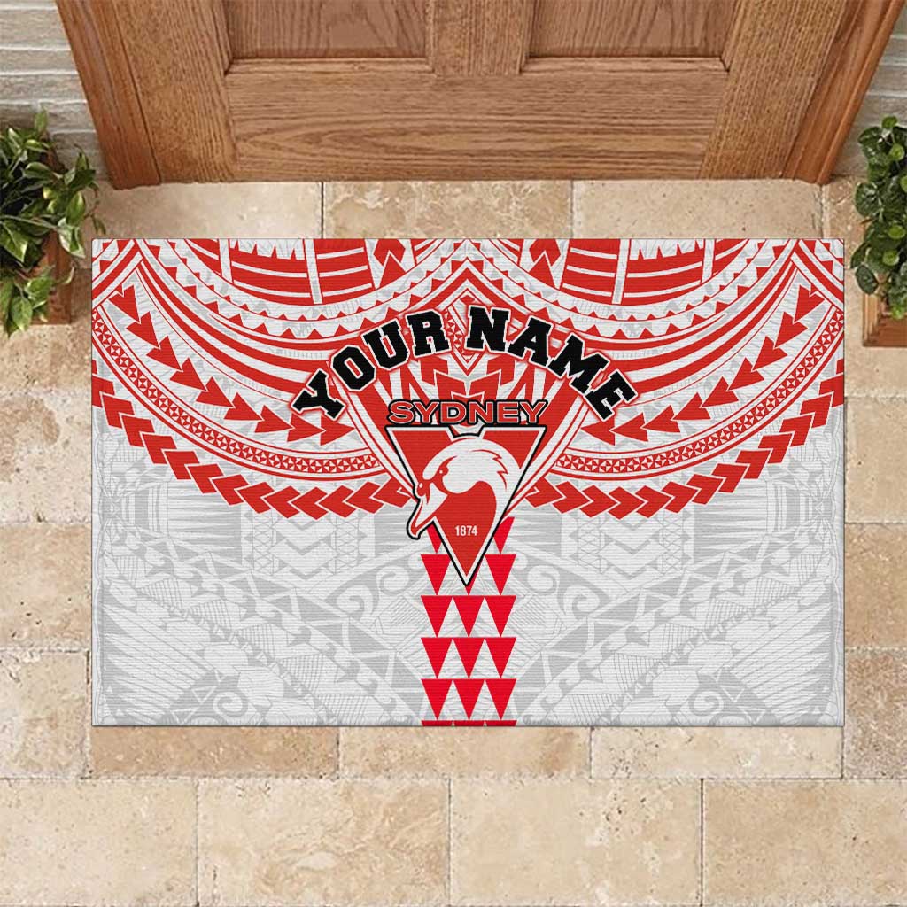 Personalized Sydney Swans Rubber Doormat Polynesian Tribal Pattern Heritage Football