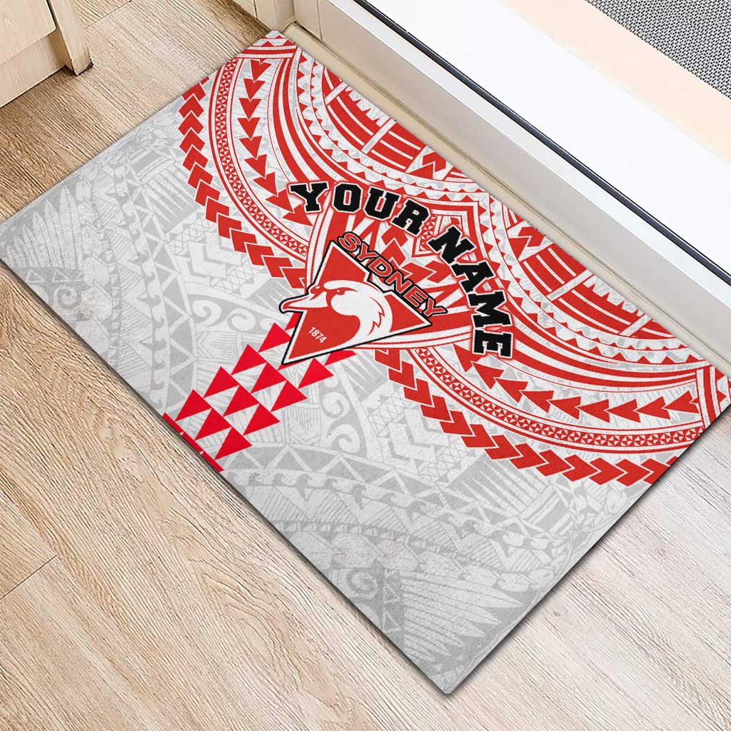 Personalized Sydney Swans Rubber Doormat Polynesian Tribal Pattern Heritage Football
