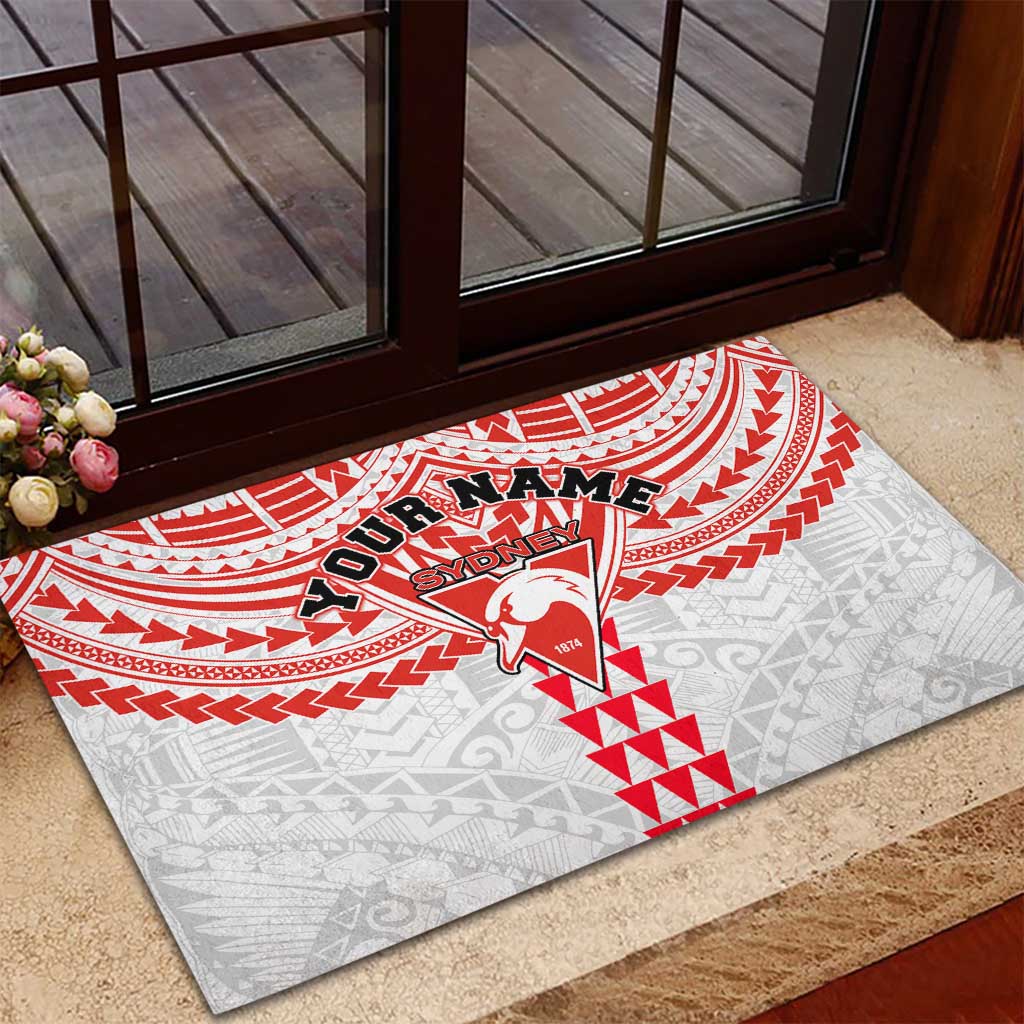 Personalized Sydney Swans Rubber Doormat Polynesian Tribal Pattern Heritage Football