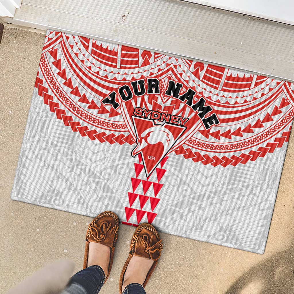 Personalized Sydney Swans Rubber Doormat Polynesian Tribal Pattern Heritage Football