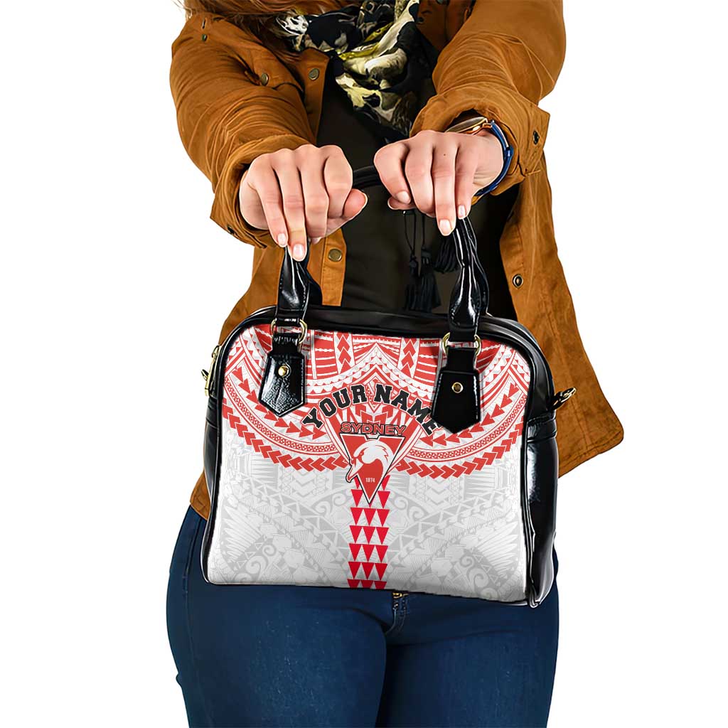 Personalized Sydney Swans Shoulder Handbag Polynesian Tribal Pattern Heritage Football