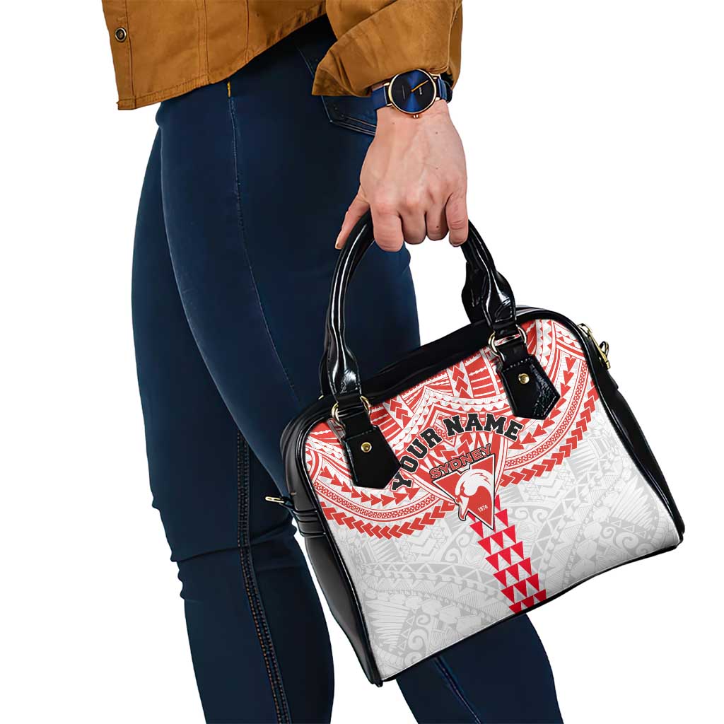 Personalized Sydney Swans Shoulder Handbag Polynesian Tribal Pattern Heritage Football