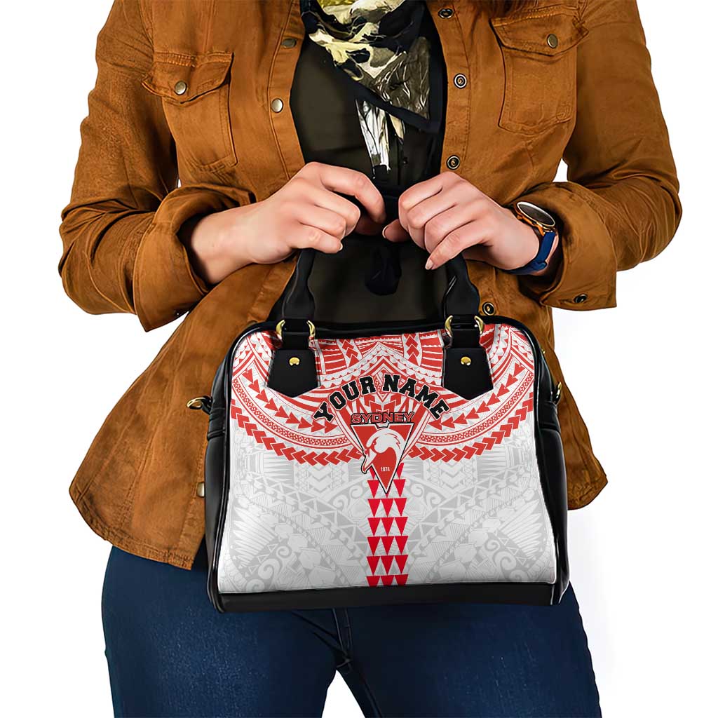 Personalized Sydney Swans Shoulder Handbag Polynesian Tribal Pattern Heritage Football