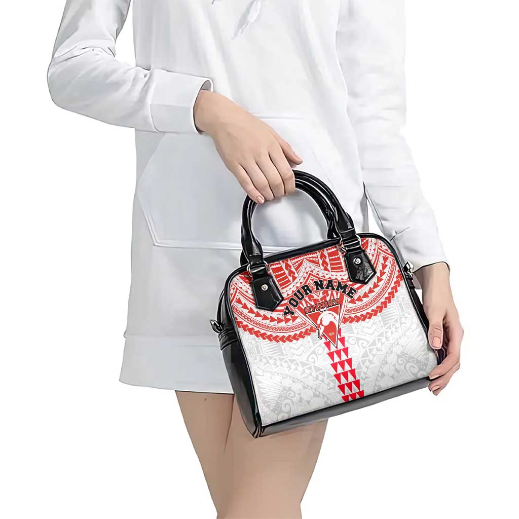 Personalized Sydney Swans Shoulder Handbag Polynesian Tribal Pattern Heritage Football