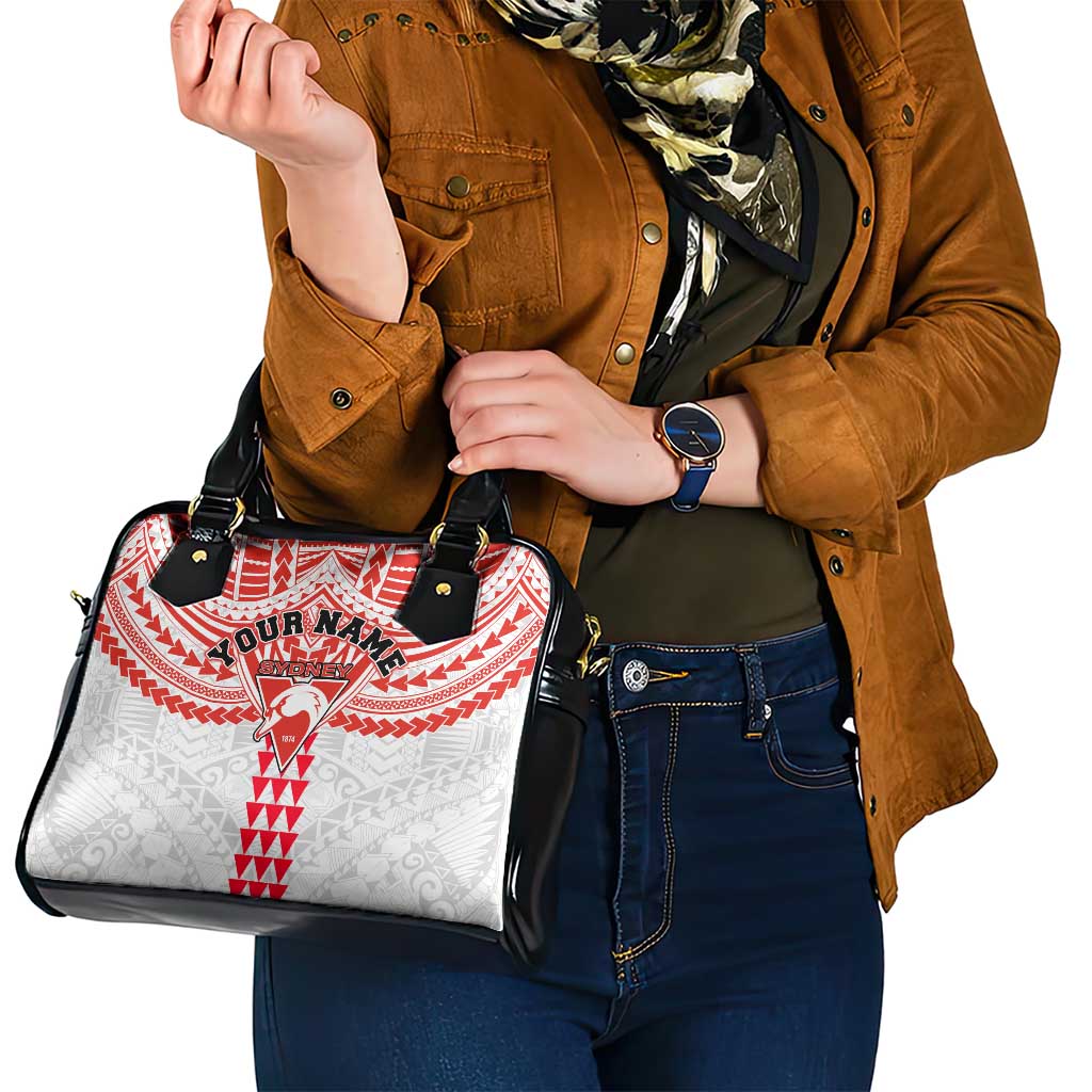 Personalized Sydney Swans Shoulder Handbag Polynesian Tribal Pattern Heritage Football