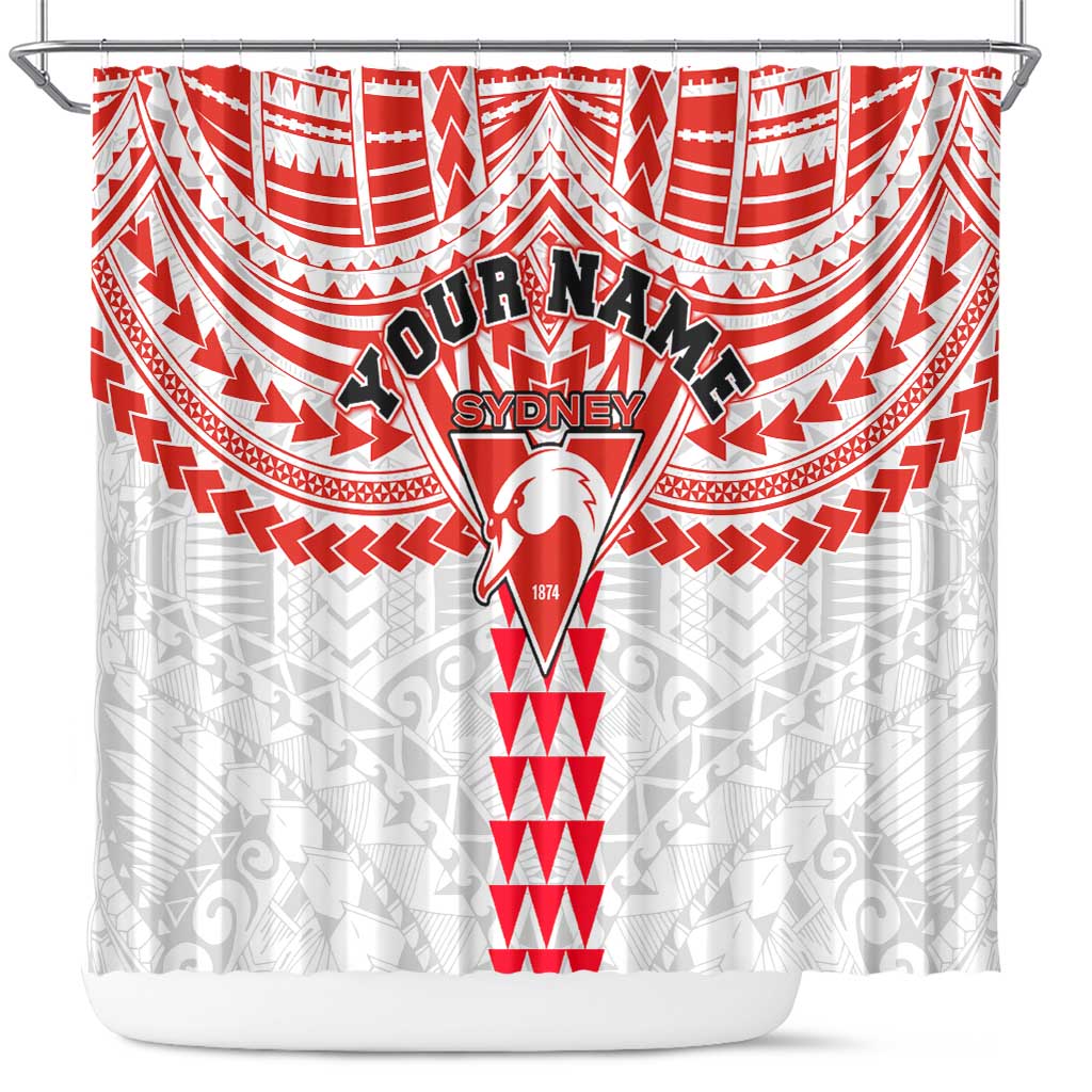 Personalized Sydney Swans Shower Curtain Polynesian Tribal Pattern Heritage Football