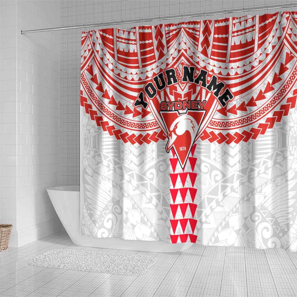 Personalized Sydney Swans Shower Curtain Polynesian Tribal Pattern Heritage Football